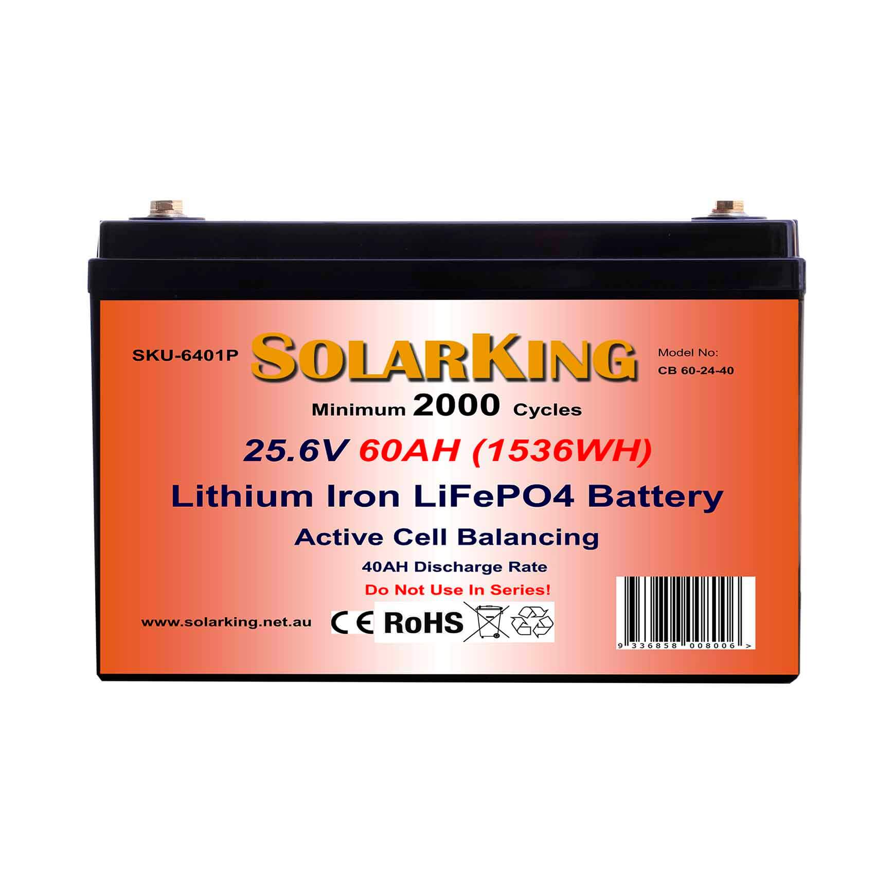 25.6V 60AH Solarking Lithium Iron Battery Plastic Case  CB-60-24-40
